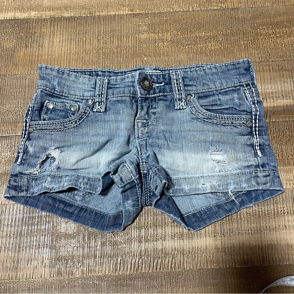 Daytrip Distressed Blue Jean Shorts